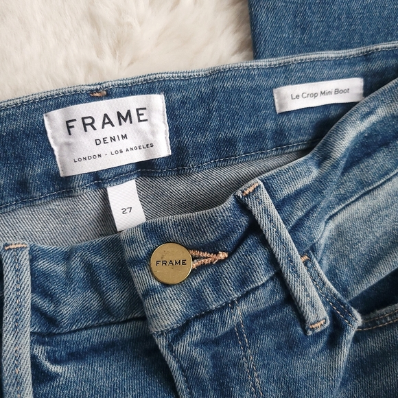 Frame Y2K Le Crop Mini Boot Cut Tear Away Flared Hem Denim Jeans - Picture 3 of 10